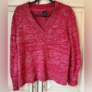 GAP Large pink heather v-neck sweater. 100% cotton